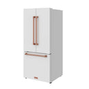 Gordon Ramsay by Thor Kitchen 30-Inch 17.5 Cu. Ft. French Door Counter-Depth Refrigerator with Ice Maker in White with Rose Gold Trim (RF3017FFDW-RSG)