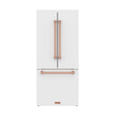Gordon Ramsay by Thor Kitchen 30-Inch 17.5 Cu. Ft. French Door Counter-Depth Refrigerator with Ice Maker in White with Rose Gold Trim (RF3017FFDW-RSG)