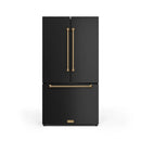 Gordon Ramsay by Thor Kitchen 3-Piece Appliance Package - 30-Inch Gas Range with Tilt Panel, 36-Inch Refrigerator, and Dishwasher in Black with Bronze Trim