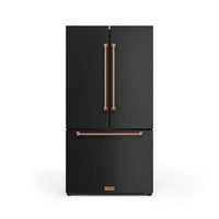 Gordon Ramsay by Thor Kitchen 36-Inch 20.3 cu ft French Door Counter Depth Refrigerator with Ice Maker in Black with Rose Gold Trim (RF3621CTD00-RSG)
