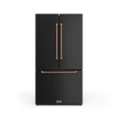 Gordon Ramsay by Thor Kitchen 3-Piece Appliance Package - 36-Inch Electric Range with Tilt Panel Touch Control, 36-Inch Refrigerator, and Dishwasher in Black with Rose Gold Trim