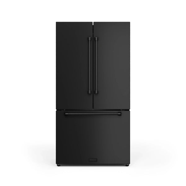 Thor Kitchen Gordon Ramsay Series 36-Inch 20.3 cu ft French Door Counter Depth Refrigerator with Ice Maker in Black (RF3621CTD00)