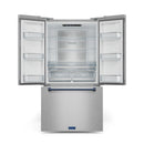 Gordon Ramsay by Thor Kitchen 36-Inch 20.3 cu ft French Door Counter Depth Refrigerator with Ice Maker in Stainless Steel with Navy Blue Trim (RF3621CTD99-BLU)