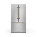 Gordon Ramsay by Thor Kitchen 3-Piece Appliance Package - 30-Inch Gas Range with Tilt Panel, 36-Inch Refrigerator, and Dishwasher in Stainless Steel with Bronze Trim