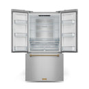 Gordon Ramsay by Thor Kitchen 36-Inch 20.3 cu ft French Door Counter Depth Refrigerator with Ice Maker in Stainless Steel with Bronze Trim (RF3621CTD99-BRZ)