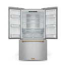 Gordon Ramsay by Thor Kitchen 3-Piece Appliance Package - 30-Inch Gas Range with Tilt Panel, 36-Inch Refrigerator, and Dishwasher in Stainless Steel with Bronze Trim