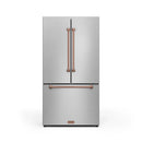 Gordon Ramsay by Thor Kitchen 3-Piece Appliance Package - 36-Inch Gas Range with Liquid Propane Kit, Tilt Panel, 36-Inch Refrigerator, and Dishwasher in Stainless Steel with Rose Gold Trim