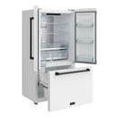 Gordon Ramsay by Thor Kitchen 36-Inch 20.3 Cu. Ft. French Door Counter-Depth Refrigerator with Ice Maker in White with Black Trim (RF3621CTDW-BLK)