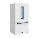 Gordon Ramsay by Thor Kitchen 36-Inch 20.3 Cu. Ft. French Door Counter-Depth Refrigerator with Ice Maker in White with Blue Trim (RF3621CTDW-BLU)
