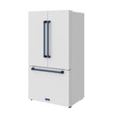 Gordon Ramsay by Thor Kitchen 36-Inch 20.3 Cu. Ft. French Door Counter-Depth Refrigerator with Ice Maker in White with Blue Trim (RF3621CTDW-BLU)