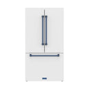 Gordon Ramsay by Thor Kitchen 36-Inch 20.3 Cu. Ft. French Door Counter-Depth Refrigerator with Ice Maker in White with Blue Trim (RF3621CTDW-BLU)