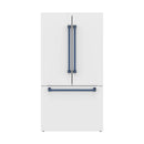 Gordon Ramsay by Thor Kitchen 36-Inch 20.3 Cu. Ft. French Door Counter-Depth Refrigerator with Ice Maker in White with Blue Trim (RF3621CTDW-BLU)