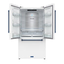 Gordon Ramsay by Thor Kitchen 36-Inch 20.3 Cu. Ft. French Door Counter-Depth Refrigerator with Ice Maker in White with Blue Trim (RF3621CTDW-BLU)