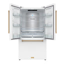 Gordon Ramsay by Thor Kitchen 36-Inch 20.3 Cu. Ft. French Door Counter-Depth Refrigerator with Ice Maker in White with Bronze Trim (RF3621CTDW-BRZ)