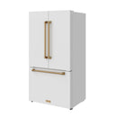 Gordon Ramsay by Thor Kitchen 36-Inch 20.3 Cu. Ft. French Door Counter-Depth Refrigerator with Ice Maker in White with Bronze Trim (RF3621CTDW-BRZ)