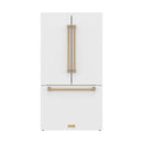 Gordon Ramsay by Thor Kitchen 36-Inch 20.3 Cu. Ft. French Door Counter-Depth Refrigerator with Ice Maker in White with Bronze Trim (RF3621CTDW-BRZ)