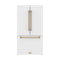Gordon Ramsay by Thor Kitchen 36-Inch 20.3 Cu. Ft. French Door Counter-Depth Refrigerator with Ice Maker in White with Bronze Trim (RF3621CTDW-BRZ)