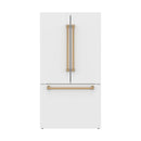 Gordon Ramsay by Thor Kitchen 36-Inch 20.3 Cu. Ft. French Door Counter-Depth Refrigerator with Ice Maker in White with Bronze Trim (RF3621CTDW-BRZ)