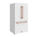 Gordon Ramsay by Thor Kitchen 36-Inch 20.3 Cu. Ft. French Door Counter-Depth Refrigerator with Ice Maker in White with Rose Gold Trim (RF3621CTDW-RSG)