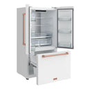 Gordon Ramsay by Thor Kitchen 36-Inch 20.3 Cu. Ft. French Door Counter-Depth Refrigerator with Ice Maker in White with Rose Gold Trim (RF3621CTDW-RSG)