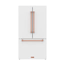 Gordon Ramsay by Thor Kitchen 36-Inch 20.3 Cu. Ft. French Door Counter-Depth Refrigerator with Ice Maker in White with Rose Gold Trim (RF3621CTDW-RSG)