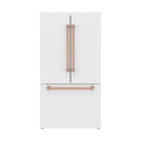 Gordon Ramsay by Thor Kitchen 36-Inch 20.3 Cu. Ft. French Door Counter-Depth Refrigerator with Ice Maker in White with Rose Gold Trim (RF3621CTDW-RSG)