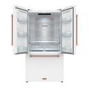Gordon Ramsay by Thor Kitchen 36-Inch 20.3 Cu. Ft. French Door Counter-Depth Refrigerator with Ice Maker in White with Rose Gold Trim (RF3621CTDW-RSG)
