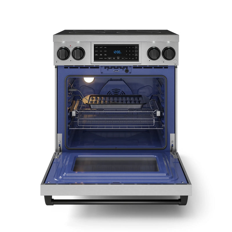 Gordon Ramsay by Thor Kitchen 30-Inch Professional Electric Range with Tilt Panel Touch Control and 6.0 Cu. Ft. Oven with Air Fryer and Self Clean in Stainless Steel with Black Trim (RSE30-BLK)