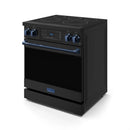 Gordon Ramsay by Thor Kitchen 30-Inch Professional Electric Range with Tilt Panel Touch Control and 6.0 Cu. Ft. Oven with Air Fryer and Self Clean in Black with Navy Blue Trim (RSE30B-BLU)