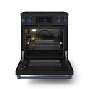 Gordon Ramsay by Thor Kitchen 3-Piece Appliance Package - 30-Inch Electric Range with Tilt Panel Touch Control, 36-Inch Refrigerator, and Dishwasher in Black with Blue Trim