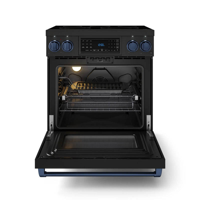 Thor Kitchen Gordon Ramsay Series 30-Inch Professional Electric Range with Tilt Panel Touch Control in Black with Navy Blue Trim (RSE30B-BLU)