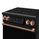 Gordon Ramsay by Thor Kitchen 3-Piece Appliance Package - 30-Inch Electric Range with Tilt Panel Touch Control, 36-Inch Refrigerator, and Dishwasher in Black with Rose Gold Trim