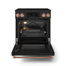 Gordon Ramsay by Thor Kitchen 3-Piece Appliance Package - 30-Inch Electric Range with Tilt Panel Touch Control, 36-Inch Refrigerator, and Dishwasher in Black with Rose Gold Trim