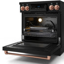Gordon Ramsay by Thor Kitchen 3-Piece Appliance Package - 30-Inch Electric Range with Tilt Panel Touch Control, 36-Inch Refrigerator, and Dishwasher in Black with Rose Gold Trim
