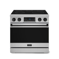 Gordon Ramsay by Thor Kitchen 36-Inch Professional Electric Range with Tilt Panel Touch Control and 6.0 Cu. Ft. Oven with Air Fryer and Self Clean in Stainless Steel with Black Trim (RSE36-BLK)