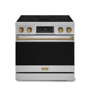 Gordon Ramsay by Thor Kitchen 36-Inch Professional Electric Range with Tilt Panel Touch Control and 6.0 Cu. Ft. Oven with Air Fryer and Self Clean in Stainless Steel with Bronze Trim (RSE36-BRZ)