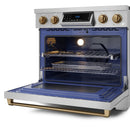 Gordon Ramsay by Thor Kitchen 36-Inch Professional Electric Range with Tilt Panel Touch Control and 6.0 Cu. Ft. Oven with Air Fryer and Self Clean in Stainless Steel with Bronze Trim (RSE36-BRZ)