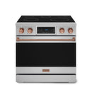 Gordon Ramsay by Thor Kitchen 3-Piece Appliance Package - 36-Inch Electric Range with Tilt Panel Touch Control, 36-Inch Refrigerator, and Dishwasher in Stainless Steel with Rose Gold Trim