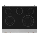 Gordon Ramsay by Thor Kitchen 3-Piece Appliance Package - 36-Inch Electric Range with Tilt Panel Touch Control, 36-Inch Refrigerator, and Dishwasher in Stainless Steel with Rose Gold Trim