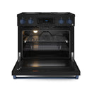 Gordon Ramsay by Thor Kitchen 3-Piece Appliance Package - 36-Inch Electric Range with Tilt Panel Touch Control, 36-Inch Refrigerator, and Dishwasher in Black with Blue Trim