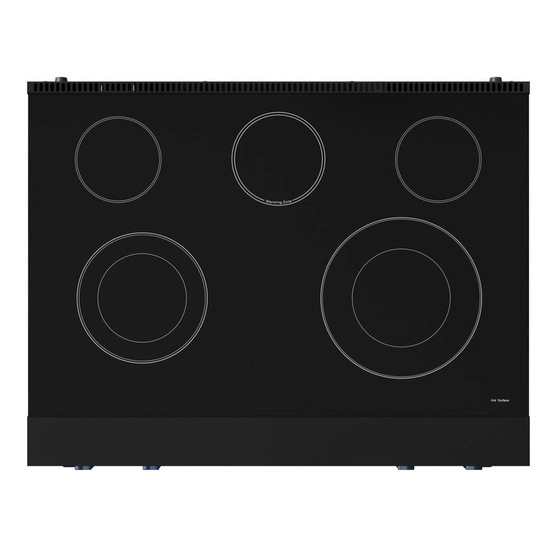 Thor Kitchen Gordon Ramsay Series 36-Inch Professional Electric Range with Tilt Panel Touch Control in Black with Navy Blue Trim (RSE36B-BLU)