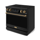 Gordon Ramsay by Thor Kitchen 36-Inch Professional Electric Range with Tilt Panel Touch Control and 6.0 Cu. Ft. Oven with Air Fryer and Self Clean in Black with Bronze Trim (RSE36B-BRZ)