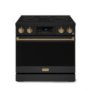 Gordon Ramsay by Thor Kitchen 36-Inch Professional Electric Range with Tilt Panel Touch Control and 6.0 Cu. Ft. Oven with Air Fryer and Self Clean in Black with Bronze Trim (RSE36B-BRZ)