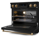 Gordon Ramsay by Thor Kitchen 36-Inch Professional Electric Range with Tilt Panel Touch Control and 6.0 Cu. Ft. Oven with Air Fryer and Self Clean in Black with Bronze Trim (RSE36B-BRZ)