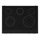 Gordon Ramsay by Thor Kitchen 3-Piece Appliance Package - 36-Inch Electric Range with Tilt Panel Touch Control, 36-Inch Refrigerator, and Dishwasher in Black with Bronze Trim