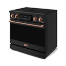Gordon Ramsay by Thor Kitchen 36-Inch Professional Electric Range with Tilt Panel Touch Control and 6.0 Cu. Ft. Oven with Air Fryer and Self Clean in Black with Rose Gold Trim (RSE36B-RSG)
