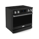 Gordon Ramsay by Thor Kitchen 3-Piece Appliance Package - 36-Inch Electric Range with Tilt Panel Touch Control, 36-Inch Refrigerator, and Dishwasher in Black with Stainless Steel Trim