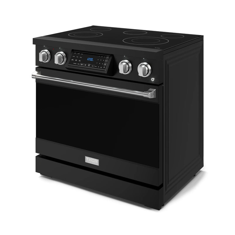 Thor Kitchen Gordon Ramsay Series 36-Inch Professional Electric Range with Tilt Panel Touch Control in Black with Stainless Steel Trim (RSE36B-SS)