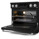 Gordon Ramsay by Thor Kitchen 3-Piece Appliance Package - 36-Inch Electric Range with Tilt Panel Touch Control, 36-Inch Refrigerator, and Dishwasher in Black with Stainless Steel Trim