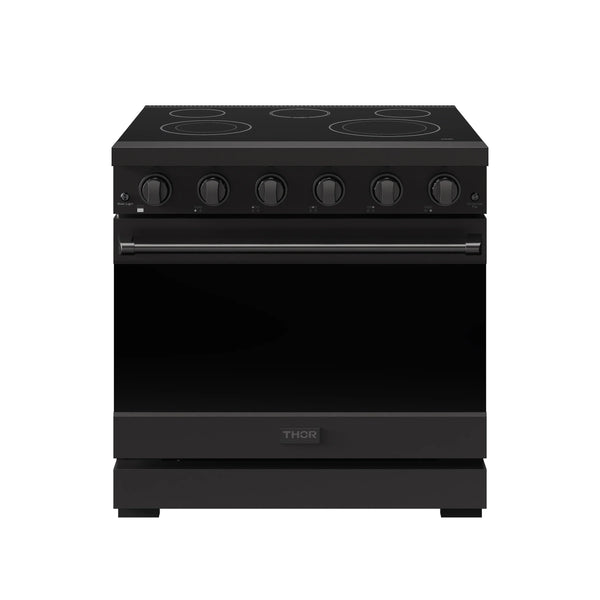 Gordon Ramsay by Thor Kitchen 36-inch Professional Electric Range with Tilt Panel Touch Control and 6.0 Cu. Ft. Oven with Air Fryer and Self Clean in Black (RSE36B)